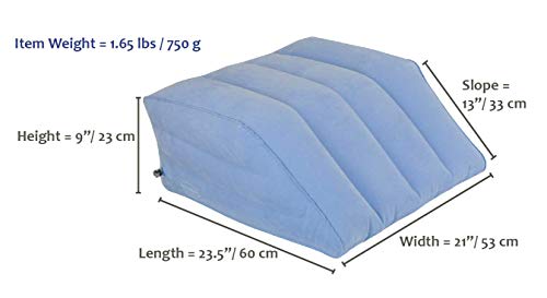 ObboMed HR-7740 Práctica Válvula de Aire para Inflado/Desinflado Fácil, Reposo para Piernas Hinchable, Cojín de Cuña para Cama/Almohada, Acabado de Superficie de Terciopelo - 60 x 53 x 23 cm