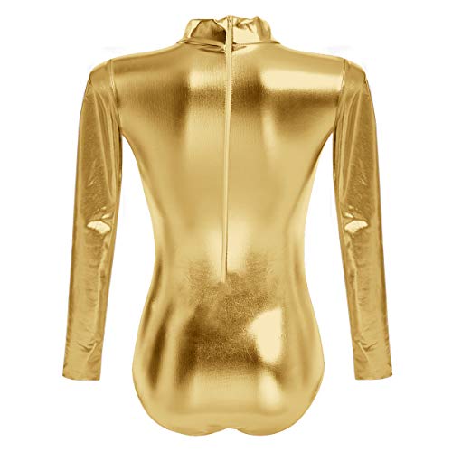 OBEEII Mujer Maillot de Ballet Danza Leotard Ballet Manga Larga Cuello Alto una Pieza Dancewear Bodysuit Oro S OBEEII Mujer Maillot de Ballet Danza Leotard Ballet Manga Larga Cuello Alto una Pieza Dancewear Bodysuit Oro S