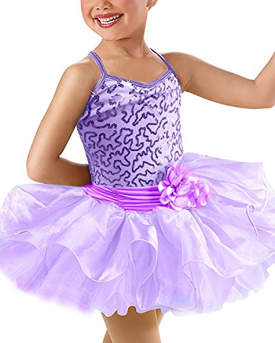 OBEEII Vestido Danza Ballet Maillot Niña Tutu Vestido de Princesa Falda Bailarina Disfraz de Sirena para Niña 3-4 Años Morado