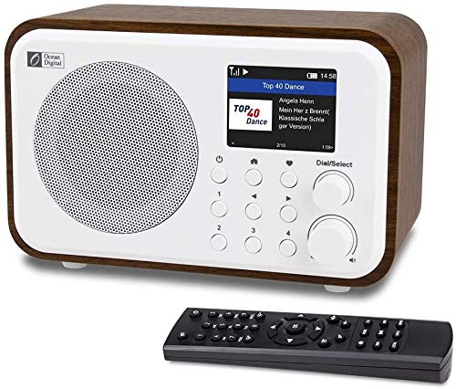 Ocean Digital WiFi Internet Radios WR-336N Radio digital portátil con batería recargable Receptor Bluetooth con pantalla a color de 2.4 ", 4 botones preestablecidos, soporte UPnP y DLNA-Negro