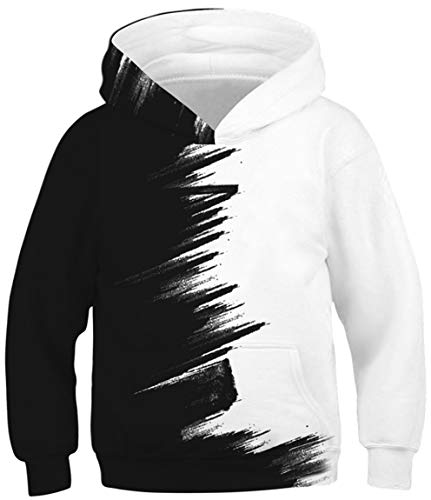 Ocean Plus Niños Sudaderas con Capucha Cool Pullover para Niños Niñas Adolescente Camiseta de Manga Larga (XL (Altura: 155-160cm), Blanco y Negro) Ocean Plus Niños Sudaderas con Capucha Cool Pullover para Niños Niñas Adolescente Camiseta de Manga Larga (XL (Altura: 155-160cm), Blanco y Negro)