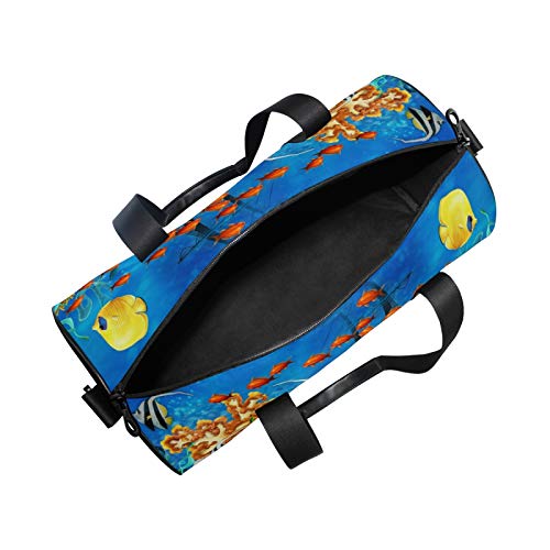 Ocean Tropical Fish Coral UnderSea World Bolsa de lona para hombro, cuerpo cruzado, práctica bolsa de gimnasio para hombres y mujeres