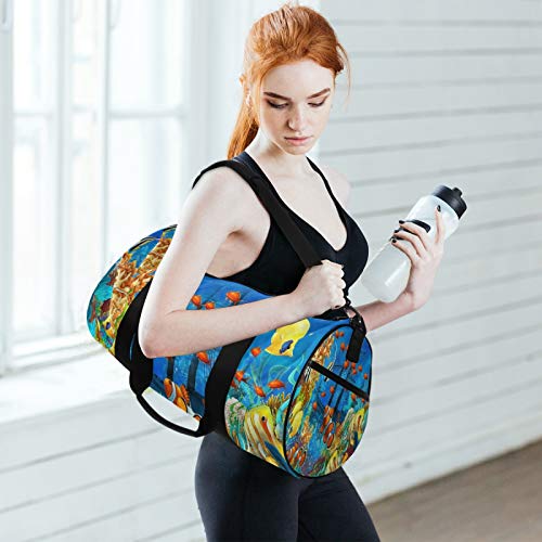 Ocean Tropical Fish Coral UnderSea World Bolsa de lona para hombro, cuerpo cruzado, práctica bolsa de gimnasio para hombres y mujeres