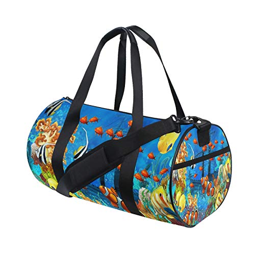 Ocean Tropical Fish Coral UnderSea World Bolsa de lona para hombro, cuerpo cruzado, práctica bolsa de gimnasio para hombres y mujeres