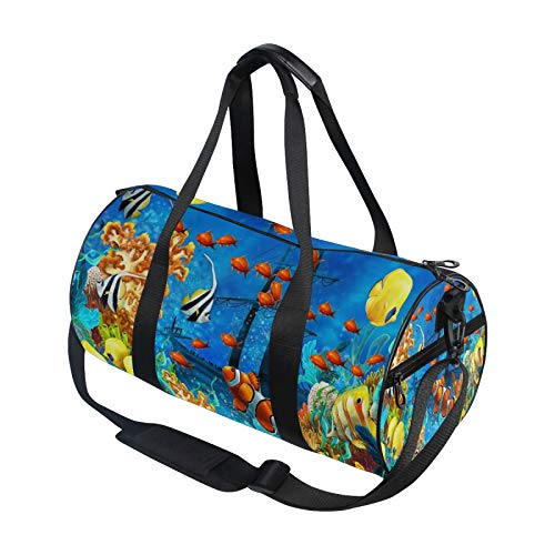 Ocean Tropical Fish Coral UnderSea World Bolsa de lona para hombro, cuerpo cruzado, práctica bolsa de gimnasio para hombres y mujeres