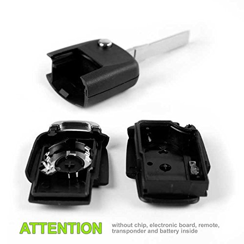 OcioDual Llave Carcasa Espadin Plegable Coche Funda de Plástico Rígido ABS 3 Botones para Volkswagen Polo Golf Passat Bora Negra OcioDual Llave Carcasa Espadin Plegable Coche Funda de Plástico Rígido ABS 3 Botones para Volkswagen Polo Golf Passat Bora Negra