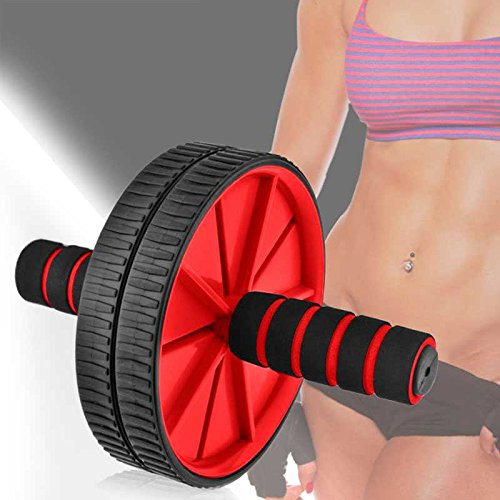 Ociodual Rueda Abdominal AB Wheel Abdominales Roller Gimnasio en Casa con Alfombra Rojo