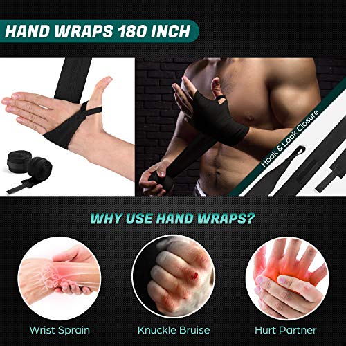 Odoland Guantes de Boxeo con Vendas de Boxeo e Desodorizantes de Guantes, Guantes de Entrenamiento Profesionales para Saco de Boxeo UFC MMA Muay Thai Kickboxing, para Hombre Mujer Niños Odoland Guantes de Boxeo con Vendas de Boxeo e Desodorizantes de Guantes, Guantes de Entrenamiento Profesionales para Saco de Boxeo UFC MMA Muay Thai Kickboxing, para Hombre Mujer Niños
