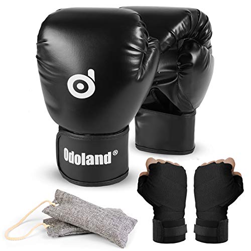 Odoland Guantes de Boxeo con Vendas de Boxeo e Desodorizantes de Guantes, Guantes de Entrenamiento Profesionales para Saco de Boxeo UFC MMA Muay Thai Kickboxing, para Hombre Mujer Niños Odoland Guantes de Boxeo con Vendas de Boxeo e Desodorizantes de Guantes, Guantes de Entrenamiento Profesionales para Saco de Boxeo UFC MMA Muay Thai Kickboxing, para Hombre Mujer Niños