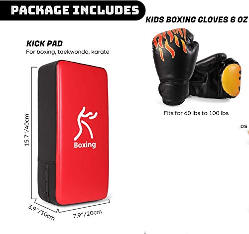 Odoland Kit de Boxeo 3-en-1 para Niños, Incluir Guantes de Boxeo, Patas de Oso, Paos de Boxeo, Guantes de Boxeo para Niños, Kickboxing, Karate, Muay Thai, Entrenamiento de MMA
