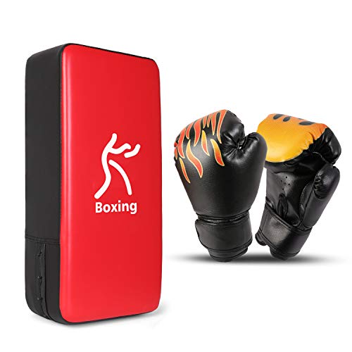 Odoland Kit de Boxeo 3-en-1 para Niños, Incluir Guantes de Boxeo, Patas de Oso, Paos de Boxeo, Guantes de Boxeo para Niños, Kickboxing, Karate, Muay Thai, Entrenamiento de MMA