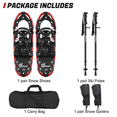 Odoland Raquetas de Nieve Juego 4-en-1 para Hombres y Mujeres, Raquetas Nieve Ajustables con Bastones de Trekking, Polainas de Pierna Impermeables y Bolsa de Transporte, Amarillo, L:76.2 cm 72-100kg Odoland Raquetas de Nieve Juego 4-en-1 para Hombres y Mujeres, Raquetas Nieve Ajustables con Bastones de Trekking, Polainas de Pierna Impermeables y Bolsa de Transporte, Amarillo, L:76.2 cm 72-100kg