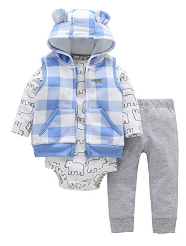 Odziezet Conjunto Recién Nacido Bebé Mono Niño Niña Abrigo Sudadera Invierno Primavera Otoño 3PC 3-18 Meses