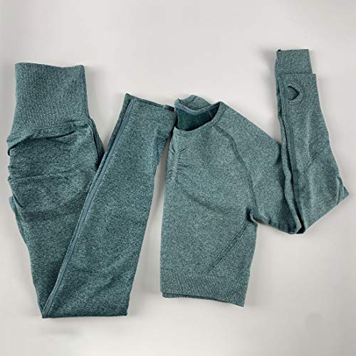 OEAK Conjunto de ropa deportiva para mujer, chándal, pantalones y top de deporte, 2 piezas, para yoga, tiempo libre, ropa deportiva Verde C M OEAK Conjunto de ropa deportiva para mujer, chándal, pantalones y top de deporte, 2 piezas, para yoga, tiempo libre, ropa deportiva Verde C M
