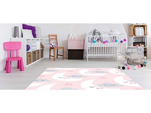 Oedim Alfombra Infantil Luna y Nubes PVC 95 cm x 165 cm| Moqueta Adulto PVC | Suelo vinilico para Adultos