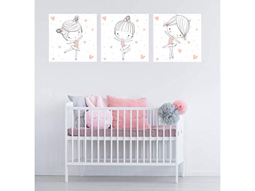 Oedim - Pack de 3 Cuadros Infantiles con Bailarinas, Cartón Ecológico, Diseño Elegante, Cantos Impresos, 40 x 40 cm Oedim - Pack de 3 Cuadros Infantiles con Bailarinas, Cartón Ecológico, Diseño Elegante, Cantos Impresos, 40 x 40 cm