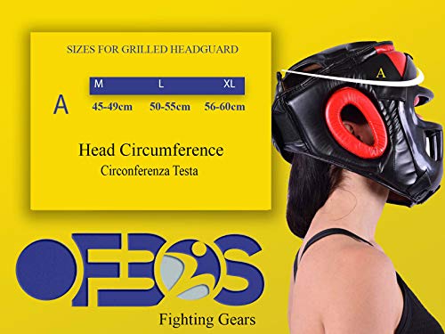Ofbos® - Casco MMA con rejilla para boxeo, artes marciales Muay Thai Kick Boxing Head Guard Sparring (azul, L) Ofbos® - Casco MMA con rejilla para boxeo, artes marciales Muay Thai Kick Boxing Head Guard Sparring (azul, L)