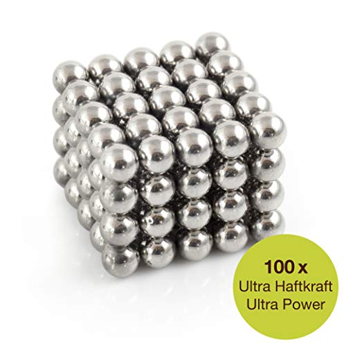 OfficeTree® 100 mini bolas magnéticas de neodimio de 5 mm de diámetro - Puzzle de dados - extra fuerte para pizarra magnética pizarra frigorífico