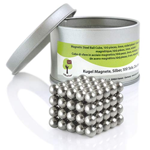 OfficeTree® 100 mini bolas magnéticas de neodimio de 5 mm de diámetro - Puzzle de dados - extra fuerte para pizarra magnética pizarra frigorífico OfficeTree® 100 mini bolas magnéticas de neodimio de 5 mm de diámetro - Puzzle de dados - extra fuerte para pizarra magnética pizarra frigorífico