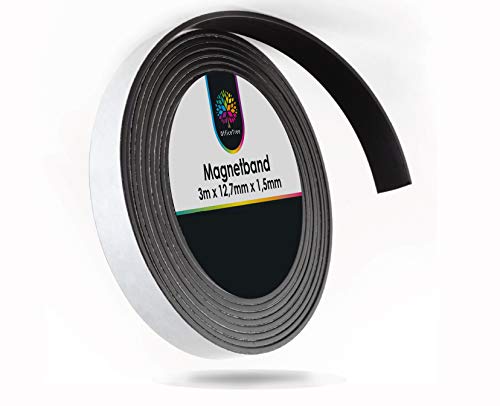 OfficeTree Cinta Magnetica Adhesiva 3 m - Tira de Iman para la imantación Fija de Carteles, Fotos, Papeles - Adherencia Extra Fuerte sobre Pizarra Blanca, Pizarra Magnética - Negro OfficeTree Cinta Magnetica Adhesiva 3 m - Tira de Iman para la imantación Fija de Carteles, Fotos, Papeles - Adherencia Extra Fuerte sobre Pizarra Blanca, Pizarra Magnética - Negro