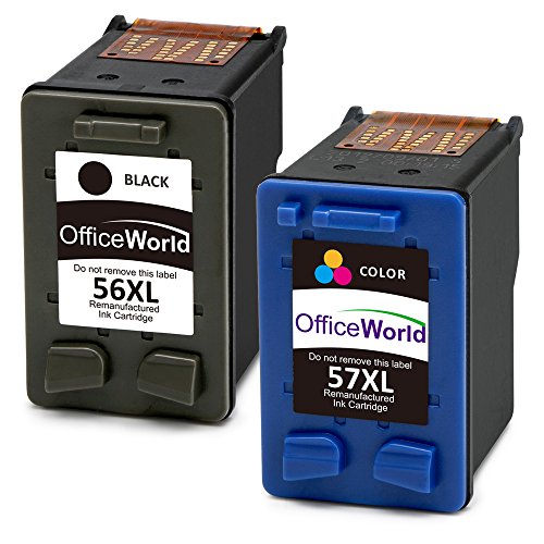 OfficeWorld 56 XL 57 XL Cartuchos de tinta Compatible HP 56 57 56XL 57XL con HP PSC 1210 1215 1315, Deskjet 5150 5550 450Ci, Photosmart 7350 7660 7760, Officejet 5610 4212 4215 (1 Negro,1 Tricolor)