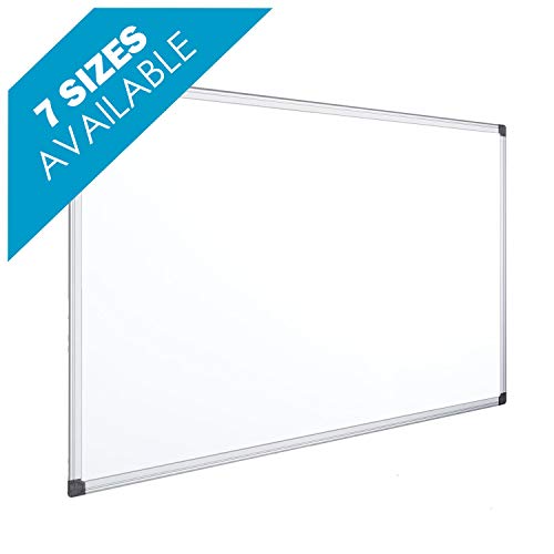 OFITURIA® Pizarra Blanca Magnética Lacada Con Marco De Aluminio Resistente Fácil De Borrar En Seco, Medida 120x90 cm