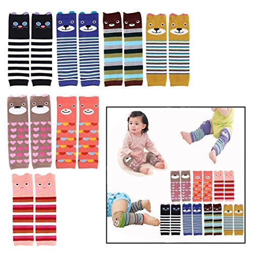 OFKPO 7 Pares Rodillera para Gatear, Algodón Rodillera para Bebé Niñas Calentadores de Pierna para Bebé Niño Multicolor OFKPO 7 Pares Rodillera para Gatear, Algodón Rodillera para Bebé Niñas Calentadores de Pierna para Bebé Niño Multicolor
