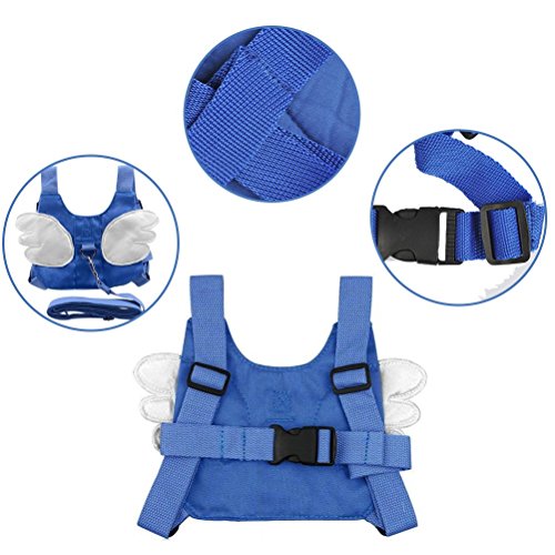 OFNMY Arnés para Bebé + Correa de Muñeca Arnés de Seguridad para Ideal para Paseo,Compra,Viajes,Caminar,etc (azul)