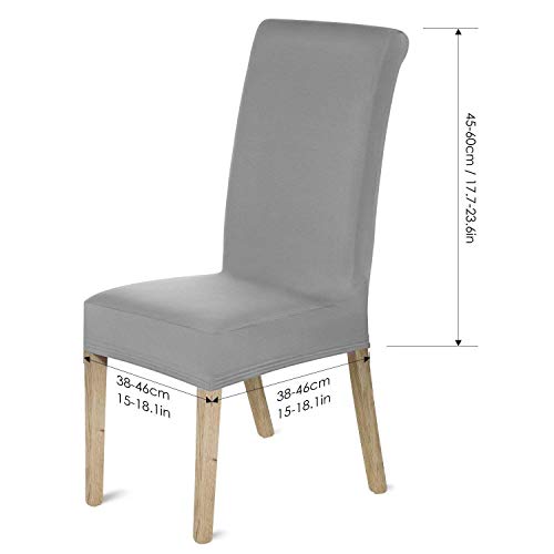 OFNMY Juego de 4 fundas de silla modernas para sillas de comedor, elásticas, con respaldo alto, extraíbles y lavables, fundas protectoras para sillas de comedor, hotel, boda, hogar, cocina (gris) OFNMY Juego de 4 fundas de silla modernas para sillas de comedor, elásticas, con respaldo alto, extraíbles y lavables, fundas protectoras para sillas de comedor, hotel, boda, hogar, cocina (gris)