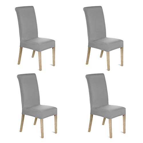 OFNMY Juego de 4 fundas de silla modernas para sillas de comedor, elásticas, con respaldo alto, extraíbles y lavables, fundas protectoras para sillas de comedor, hotel, boda, hogar, cocina (gris) OFNMY Juego de 4 fundas de silla modernas para sillas de comedor, elásticas, con respaldo alto, extraíbles y lavables, fundas protectoras para sillas de comedor, hotel, boda, hogar, cocina (gris)