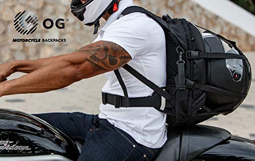 OG Online&Go EZ-Rider Mochila Moto Negra 25L, Bolsa Porta-Cascos, Correa Casco Moto, Antirrobo, Impermeable, Portátil, Reflectante