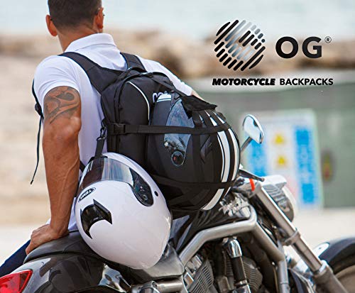 OG Online&Go EZ-Rider Mochila Moto Negra 25L, Bolsa Porta-Cascos, Correa Casco Moto, Antirrobo, Impermeable, Portátil, Reflectante