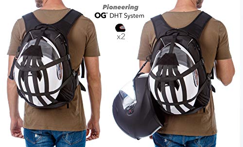OG Online&Go EZ-Rider Mochila Moto Negra 25L, Bolsa Porta-Cascos, Correa Casco Moto, Antirrobo, Impermeable, Portátil, Reflectante