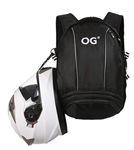 OG Online&Go EZ-Rider Mochila Moto Negra 25L, Bolsa Porta-Cascos, Correa Casco Moto, Antirrobo, Impermeable, Portátil, Reflectante