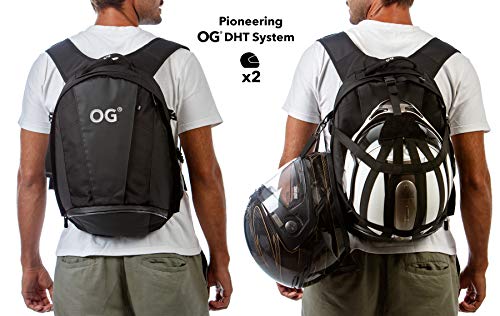 OG Online&Go EZ-Rider2 Mochila Moto Negra 24L, Bolsa Porta-Casco Motorista, Correa Casco, Impermeable, Portátil, Reflectante (Logo Blanco)