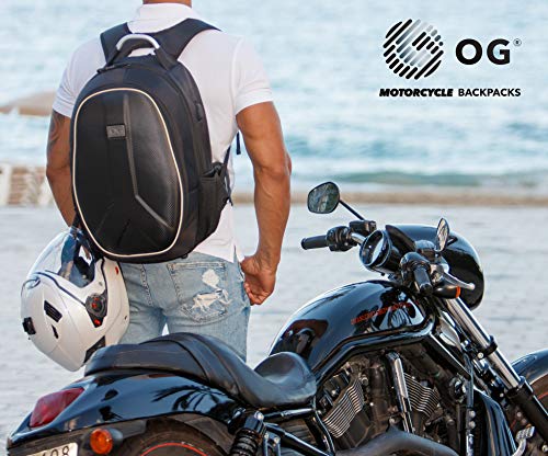 OG Online&Go Getaway Mochila Moto Impermeable, Hombre, Rígida, Gran Capacidad, Expandible 35L/45L, Bolsa Porta-Casco Motorista, Correa Casco, Antirrobo, Reflectante, USB, Portátil