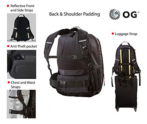 OG Online&Go Getaway Mochila Moto Impermeable, Hombre, Rígida, Gran Capacidad, Expandible 35L/45L, Bolsa Porta-Casco Motorista, Correa Casco, Antirrobo, Reflectante, USB, Portátil