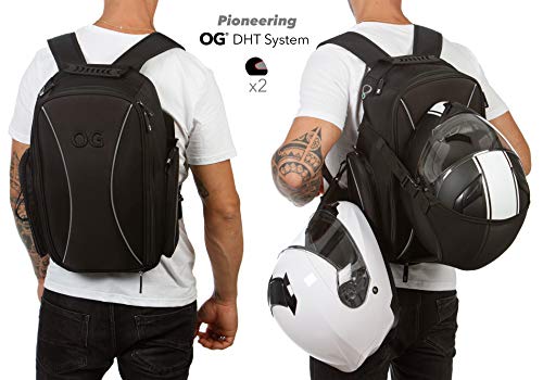 OG Online&Go Mochila Moto GO Negra Impermeable 20L, Bolsa Porta-Cascos Motorista, Correa Casco, Ciclismo, Hombre, Portátil, Reflectante, Bolsillo Antirrobo