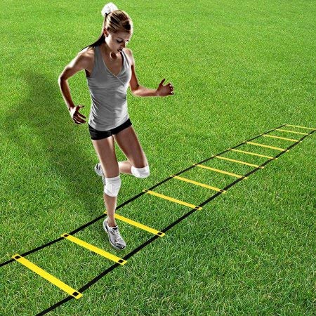 OhhGo Escalera de Agilidad Salto Ajustable Cuerda peldaños peldaños al Aire Libre Equipo de Entrenamiento de Velocidad de Fitness para niños Adolescentes Entrenamiento de Ejercicio de fútbol