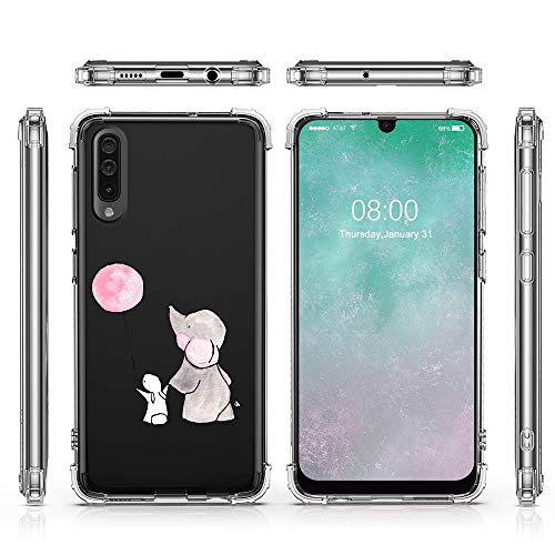 Oihxse Silicona Funda con Samsung Galaxy A8 2018 TPU Flexible Suave Transparente Protector Estuche Airbag Esquinas Reforzadas Ultra-Delgado Elefante Patrón Anti-Choque Caso (C10)