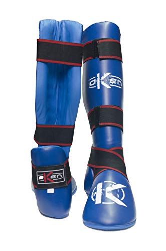 oKen Espinilleras Talonera Kick Boxing Full Contact Muay Thai Taekwondo Karate Artes Marciales (Azul) (M)