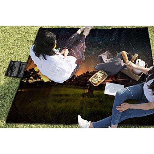 Olie Cam Hermosa Manta de Picnic Starry Sky Over Asturias con Alfombra de Picnic Plegable a Prueba de Arena