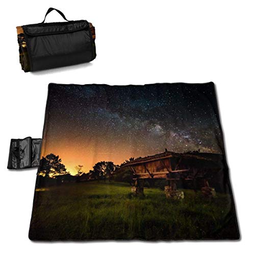 Olie Cam Hermosa Manta de Picnic Starry Sky Over Asturias con Alfombra de Picnic Plegable a Prueba de Arena