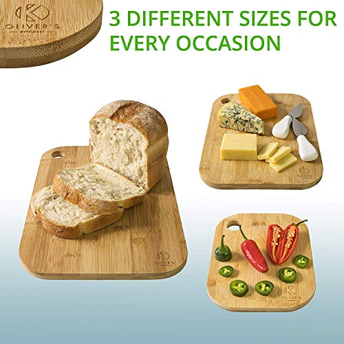 Oliver’s Kitchen – 3 x Set de Tablas de Madera Para Cortar – Diferentes Tamaños Para Cada Ocasión – Duraderas y Resistentes – Tablas de Cortar de Bambú Orgánico 100% Natural – Fácil de Limpiar Oliver’s Kitchen – 3 x Set de Tablas de Madera Para Cortar – Diferentes Tamaños Para Cada Ocasión – Duraderas y Resistentes – Tablas de Cortar de Bambú Orgánico 100% Natural – Fácil de Limpiar