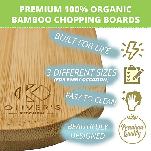 Oliver’s Kitchen – 3 x Set de Tablas de Madera Para Cortar – Diferentes Tamaños Para Cada Ocasión – Duraderas y Resistentes – Tablas de Cortar de Bambú Orgánico 100% Natural – Fácil de Limpiar Oliver’s Kitchen – 3 x Set de Tablas de Madera Para Cortar – Diferentes Tamaños Para Cada Ocasión – Duraderas y Resistentes – Tablas de Cortar de Bambú Orgánico 100% Natural – Fácil de Limpiar