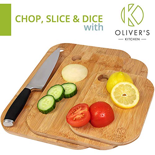 Oliver’s Kitchen – 3 x Set de Tablas de Madera Para Cortar – Diferentes Tamaños Para Cada Ocasión – Duraderas y Resistentes – Tablas de Cortar de Bambú Orgánico 100% Natural – Fácil de Limpiar Oliver’s Kitchen – 3 x Set de Tablas de Madera Para Cortar – Diferentes Tamaños Para Cada Ocasión – Duraderas y Resistentes – Tablas de Cortar de Bambú Orgánico 100% Natural – Fácil de Limpiar