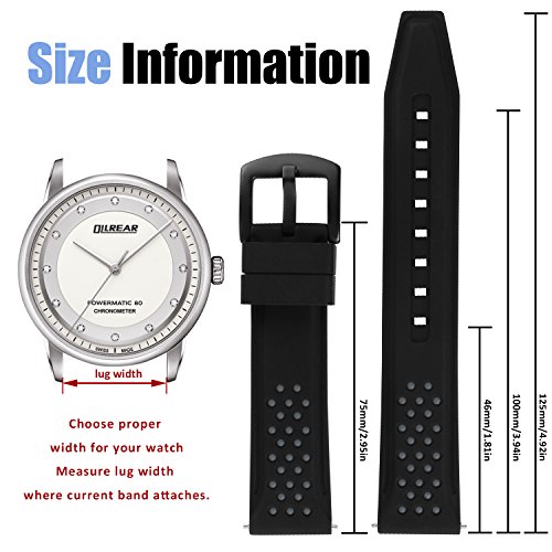 OLLREAR Silicona Correa Reloj Recambios Correa Relojes Caucho Suave - 12 Colors & 4 Sizes - 6 Colors & 4 Sizes - 20mm, 22mm, 24mm, 26mm (24mm, Gray)