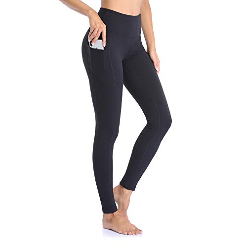 Ollrynns Leggins Deportivos Mujer Cintura Alta Pantalones Deportivos Mallas Leggings con Bolsillos para Running Training Fitness CA166 (Negro, Small)