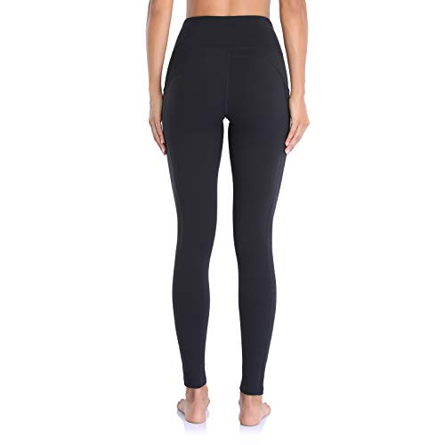 Ollrynns Leggins Deportivos Mujer Cintura Alta Pantalones Deportivos Mallas Leggings con Bolsillos para Running Training Fitness CA166 (Negro, Small)