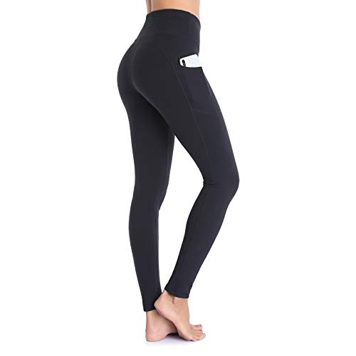 Ollrynns Leggins Deportivos Mujer Cintura Alta Pantalones Deportivos Mallas Leggings con Bolsillos para Running Training Fitness CA166 (Negro, Small)